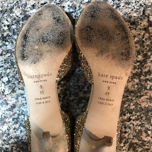 kate spade Shoes Kate Spade Gold Glitter Heels Poshmark